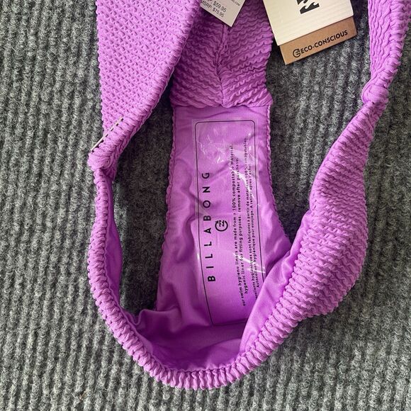 Billabong Size Medium Bikini Bottom Purple Summer High Tanga Skimpy Coverage NEW - Picture 7 of 11
